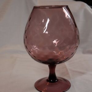 Vintage Amethyst Optic Glass Empoli Brandy Snifter 8 ¾"Tall Made in Italy